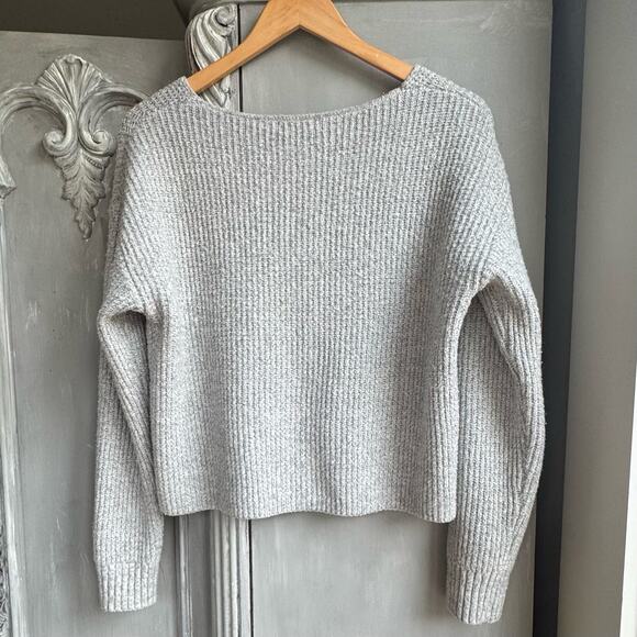 Cabincore Sweater Sz XS Gray V-neck Ribbed Comfy Cozy Winter Top - Picture 7 of 11